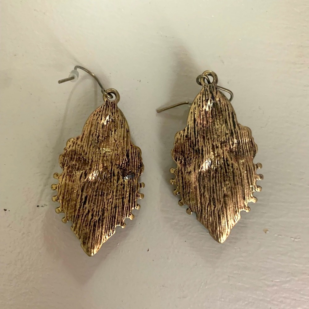 teal and cream statement earrings - Picture 2 of 2